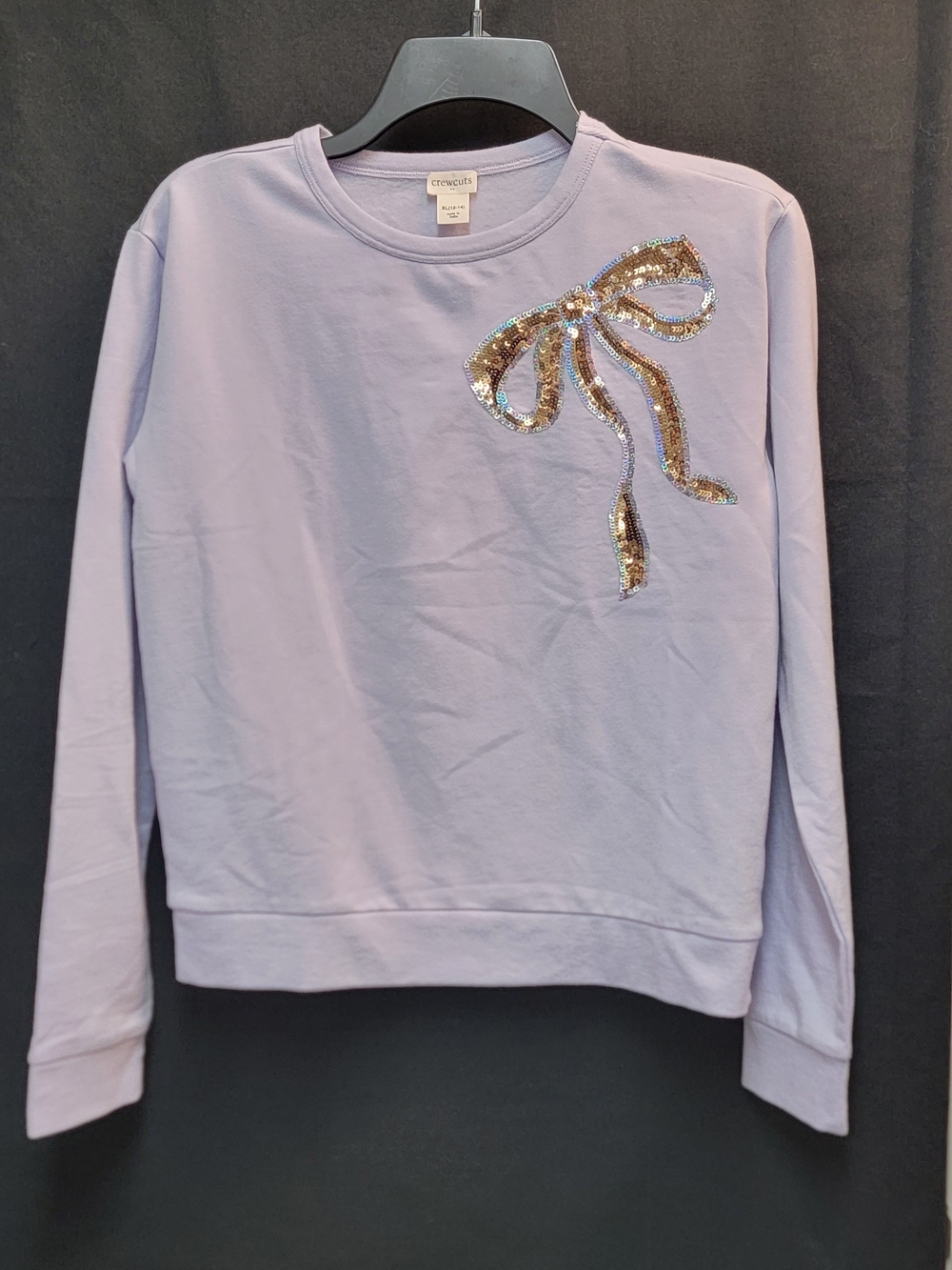 Crewcuts Girls' Lavender Sequin Bow Sweatshirt